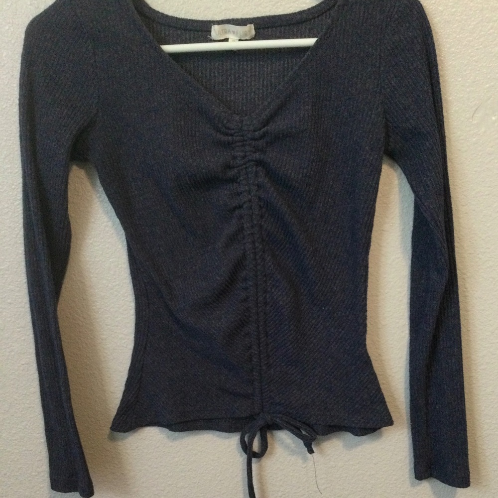 xs blue long sleeve blouse (ultra flirt)